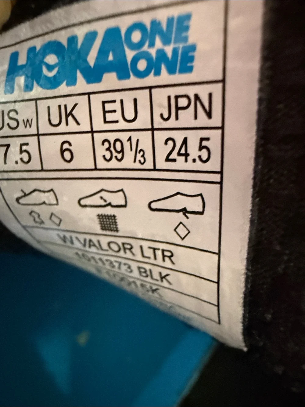 Hoka One One Black leather Walking Sneakers with Blue Lining